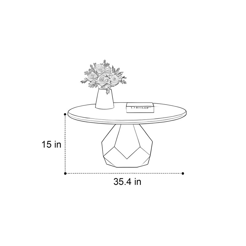 Table basse Luxury, 15" H x 35.4" W x 35.4" D