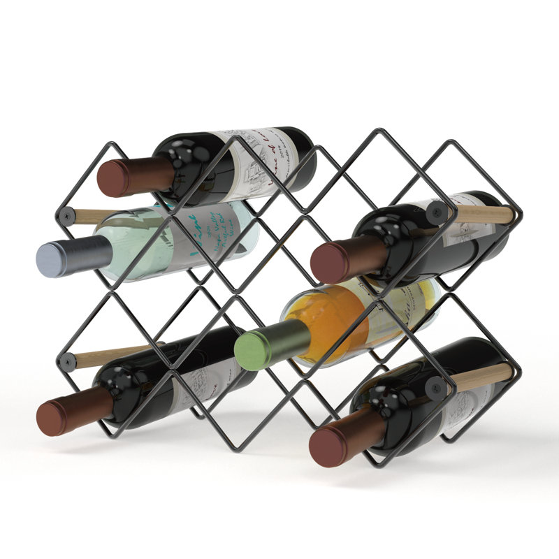 Enrikas 10 Bottle Tabletop Wine Bottle Rack, Black