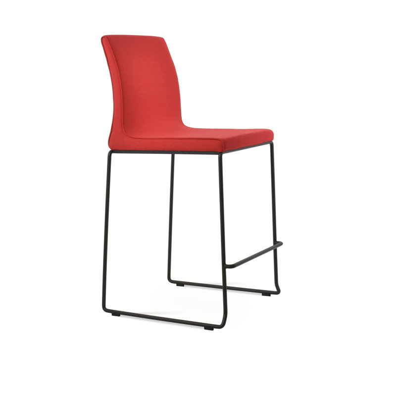 Tabouret de bar et de comptoir empilable Polo, Noir, Rouge d’époque, Tabouret de comptoir (siège d'une hauteur de 24,5