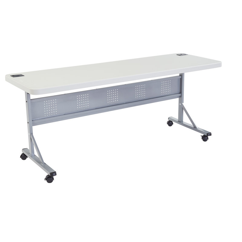 Speckled Gray Polypropylene Folding Training Table with Casters