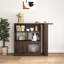 Armoire de bar moderne rotative en noyer, avec 6 boîtes de rangement et 2 tablettes en verre