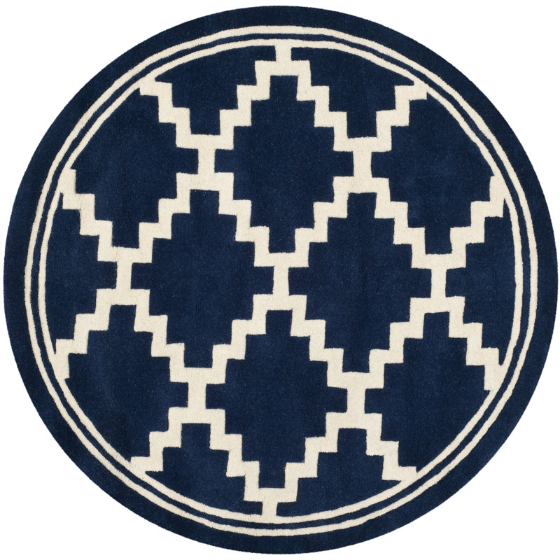 Carolene Hand Tufted Wool Geometric Rug, Round 5'
