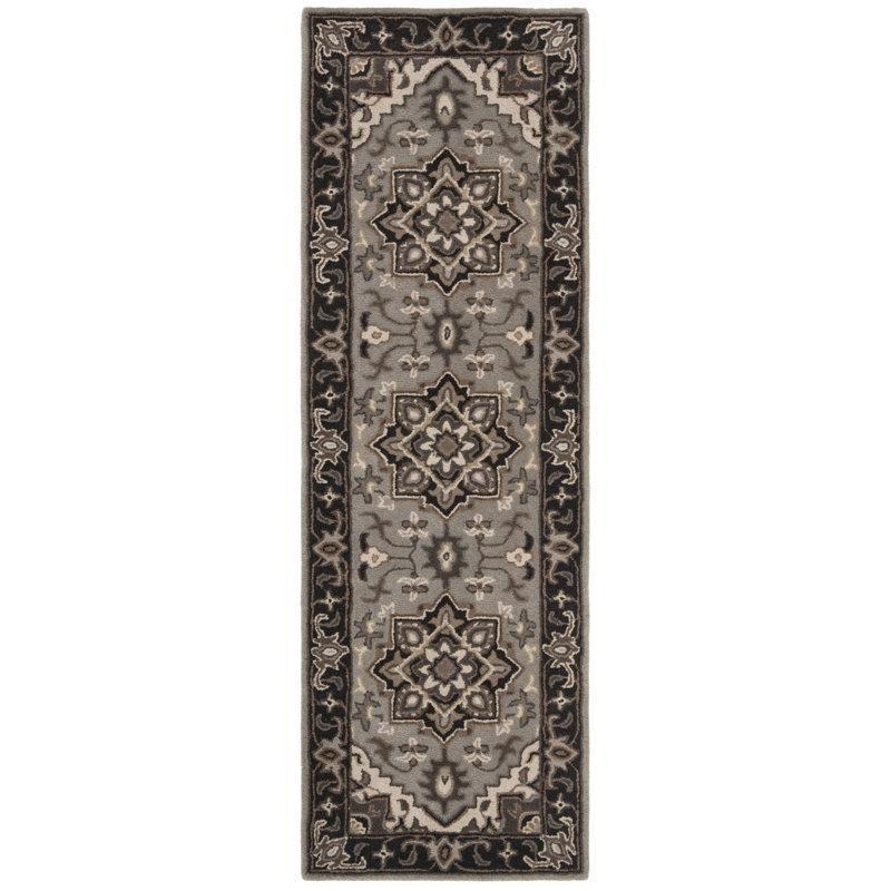 Colliers Royalty Hand Tufted Indian Wool New Zealand Wool Oriental Rug in Silver/Charcoal, Runner 2'3" x 7'