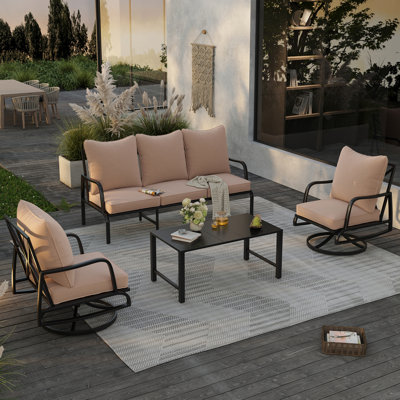 4 Piece Outdoor Seating Group with Swivel Chair For 5 Person