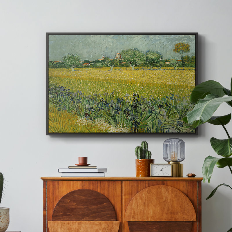 Champ avec iris près d'Arles, 1888 - Vincent van Gogh, toile tendue avec châssis, 24 po x 36 po, Naturel