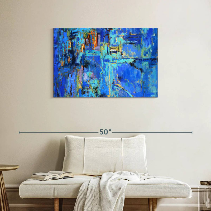 Avery Royal Blue Abstract, 24" H x 36" W