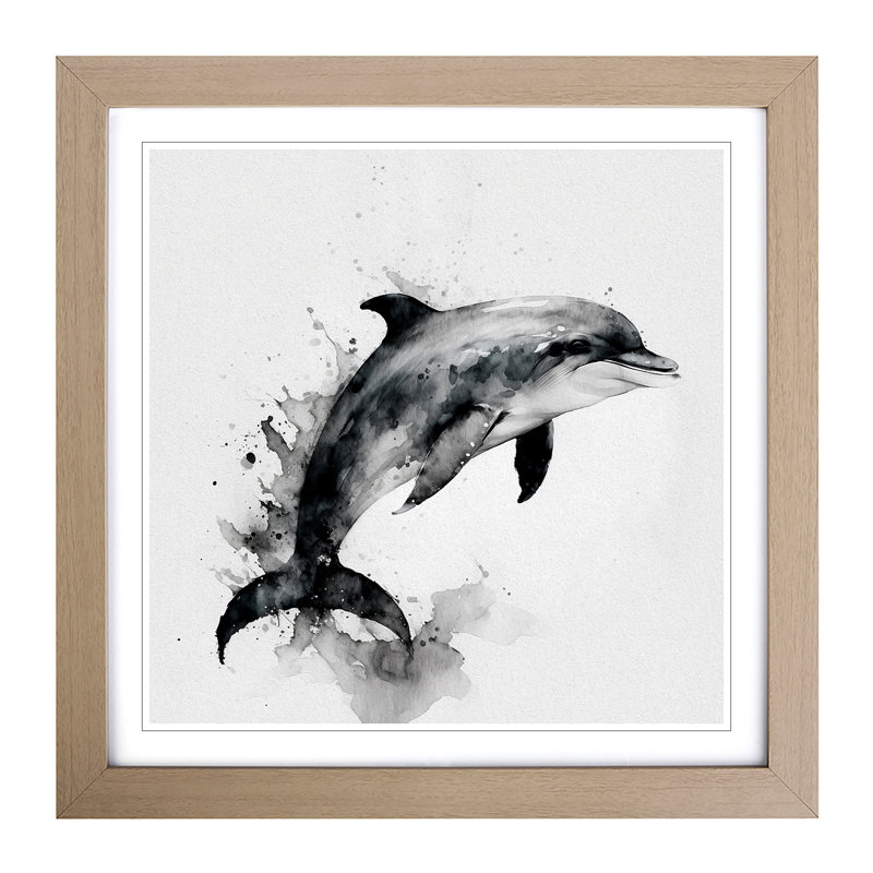 Dolphin Ink Wash - Framed Print