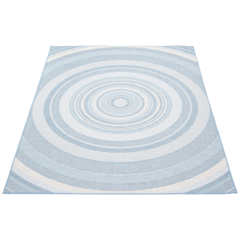 Tapis bleu / bleu intérieur / extérieur Zeppelin, Rectangle 6 pi 7 po x 9 pi 6 po