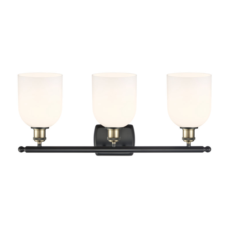 Anacaren 3 - Light Dimmable Vanity Light, Glossy White, Black Antique Brass