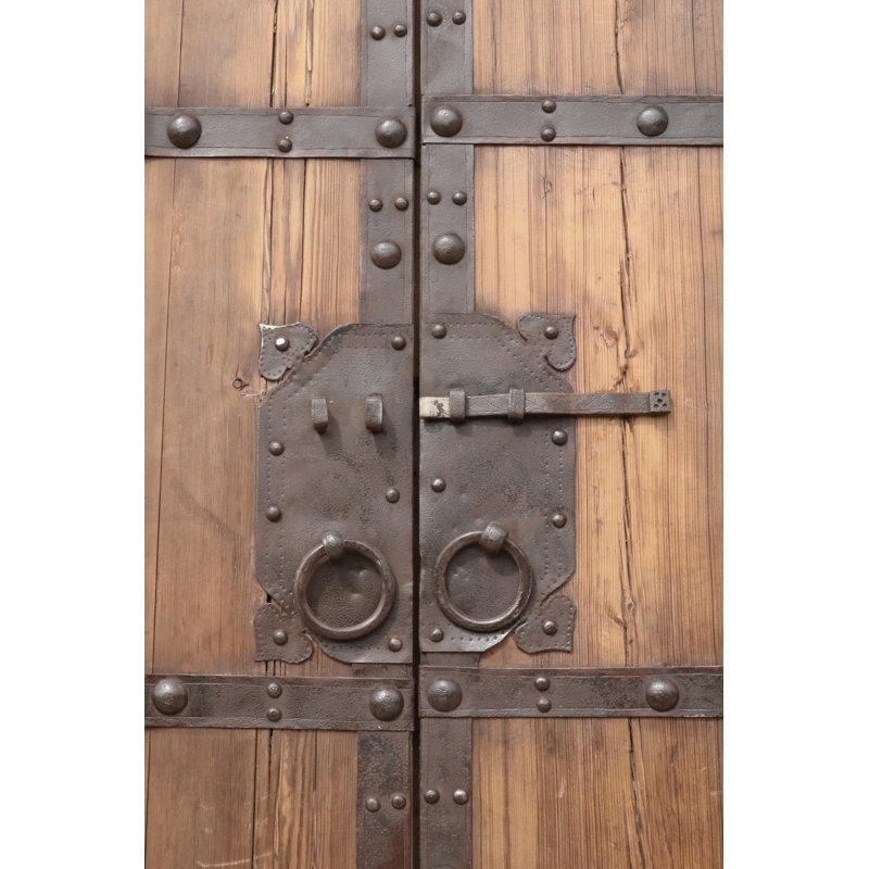 Vintage Chinese Stained Wood Bi-Fold Patio Doors