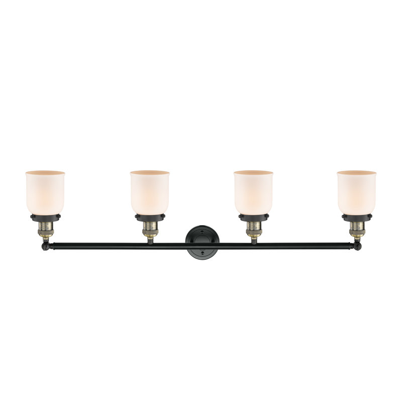 Bell - Éclairage pour meuble-lavabo 4 lumières 42 po, Blanc mat, DEL, Laiton antique noir