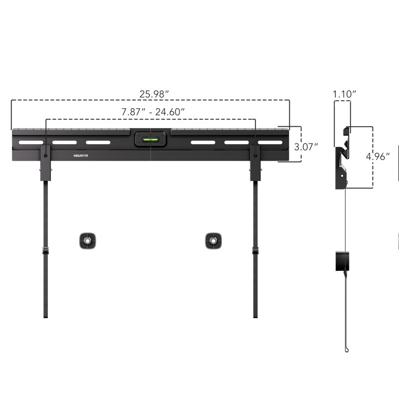 Support mural pour téléviseur de 37 po à 85 po sans montants, H 4,96 po x l 25,98 po x P 1,1 po