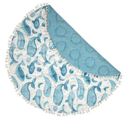 Caspian Whale Themed 40"x40" Cotton Quilted Playmat, Crane Baby