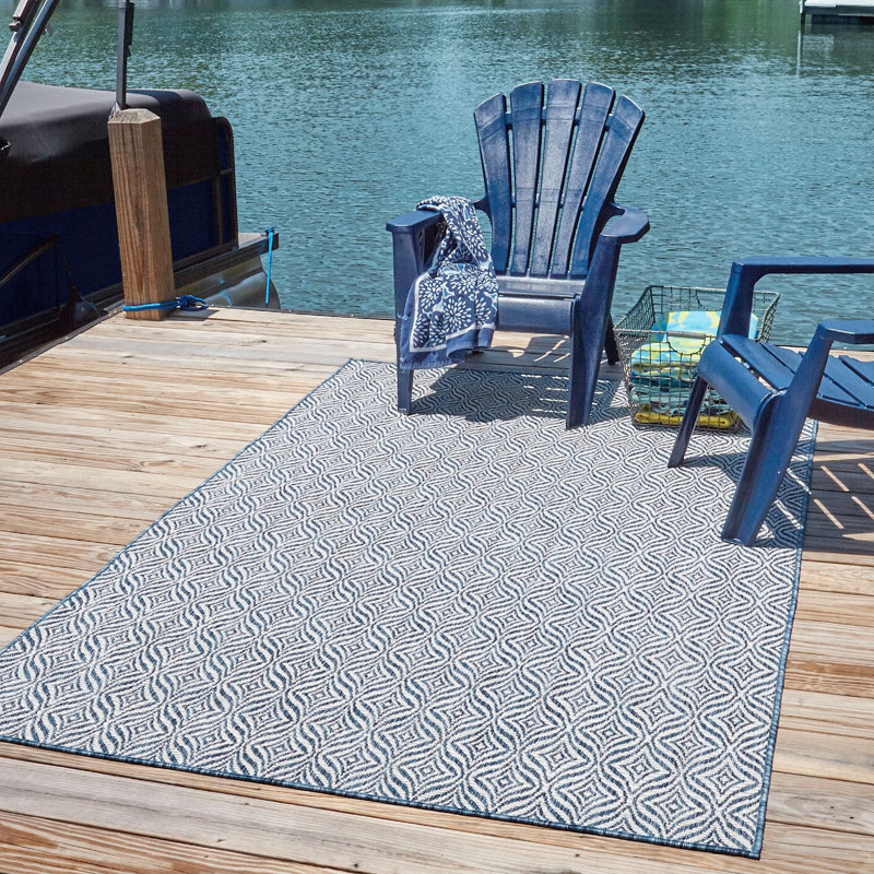 Tapis d'extérieur Preen couleur bleu pierre, Rectangle 8 pi x 11 pi 4 po