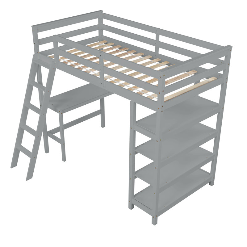 Lit mezzanine avec tablettes Faraj de Harriet Bee, Simple, Gris