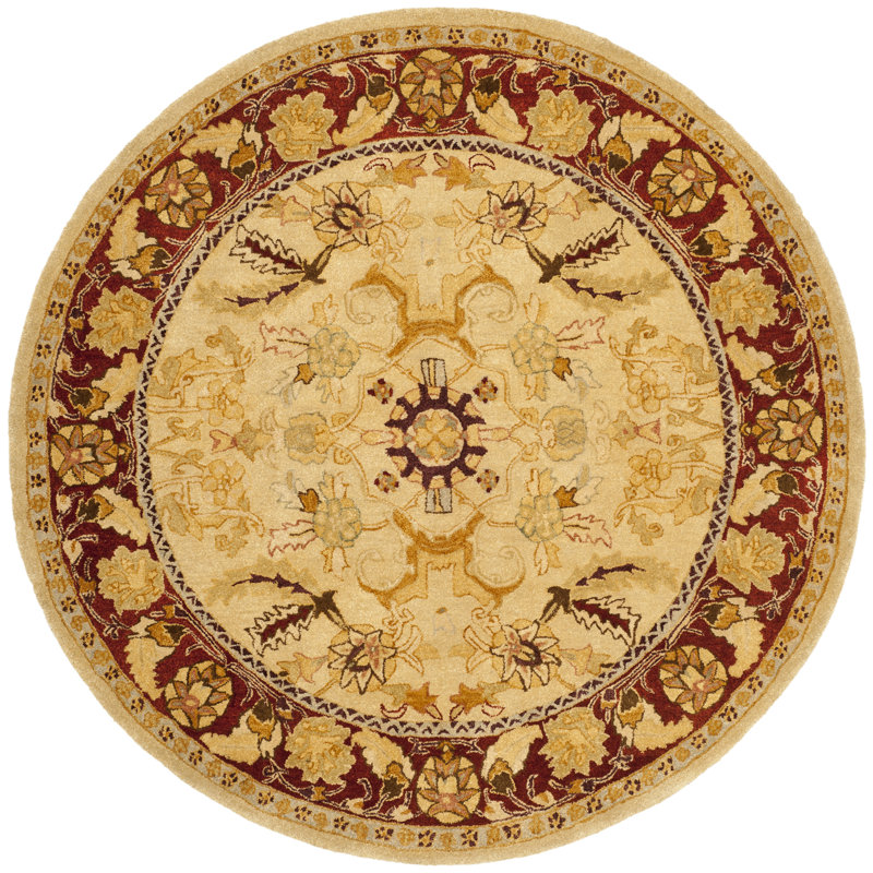 Tapis doré en laine touffeté à la main Ladd, Rond 6 pi