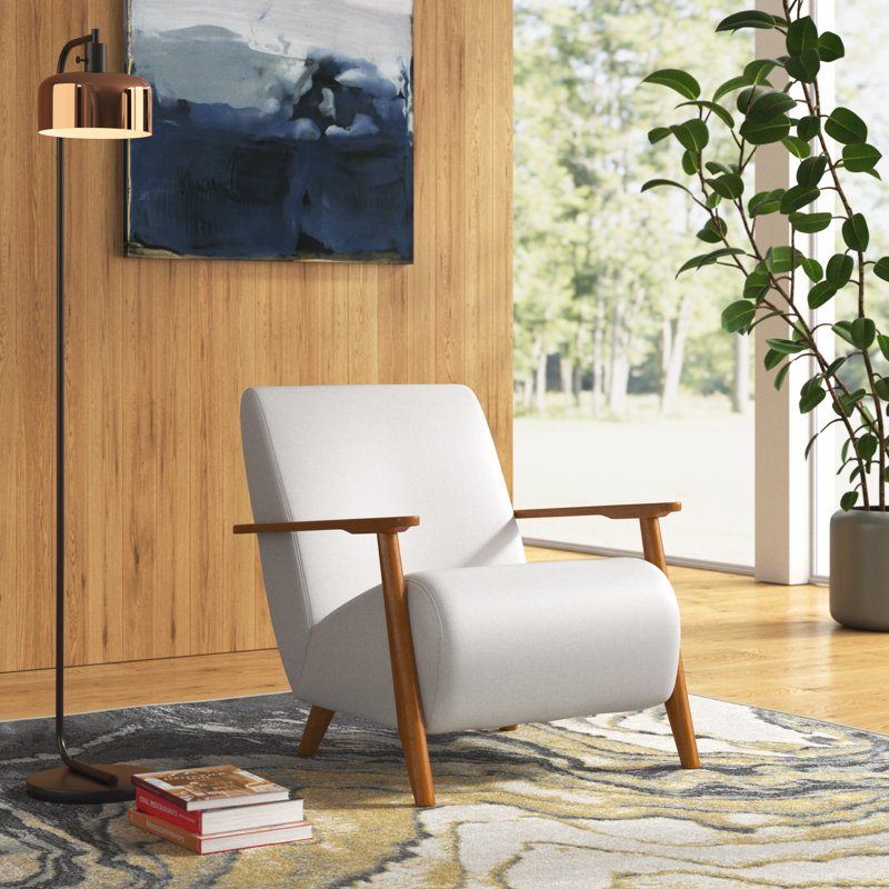Upholstered Armchair, Beige Linen