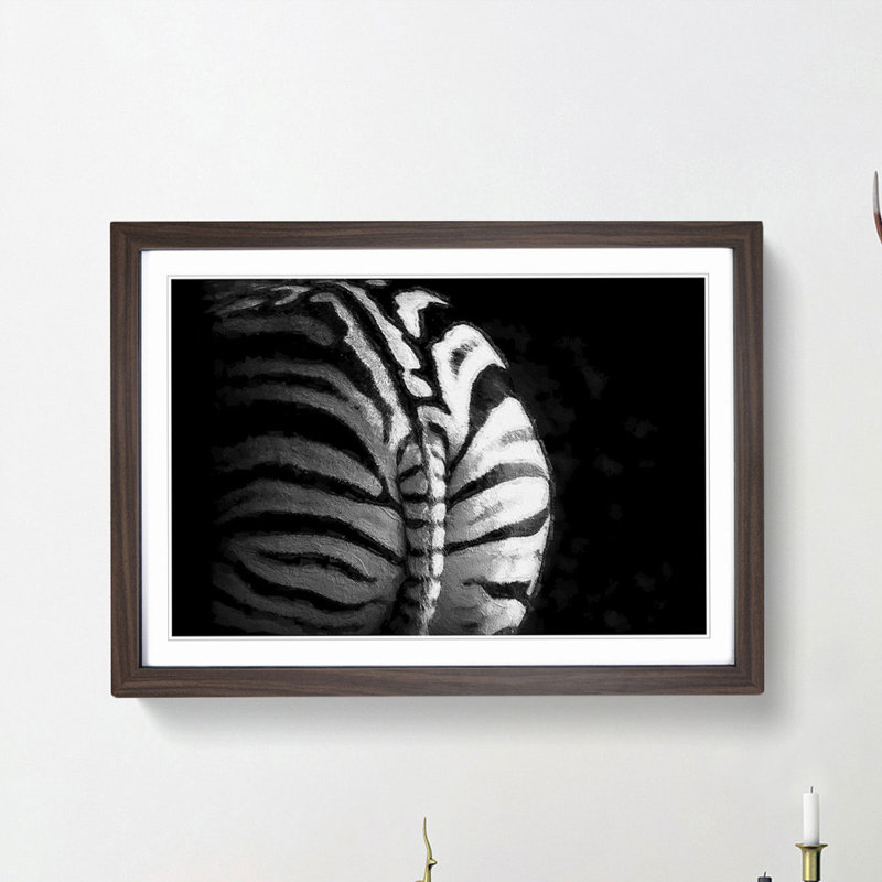 Rear of a Zebra - Picture Frame Painting Print, 48cm H x 65cm W x 2cm D, Walnut Framed