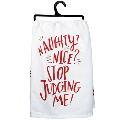  Naughty Nice Kitchen Square Cotton Dish Towel - 28" X 28"