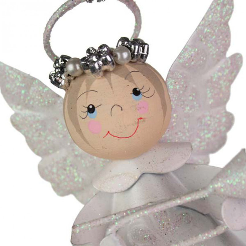 9cm Metal Hanging Figurine Ornament, White