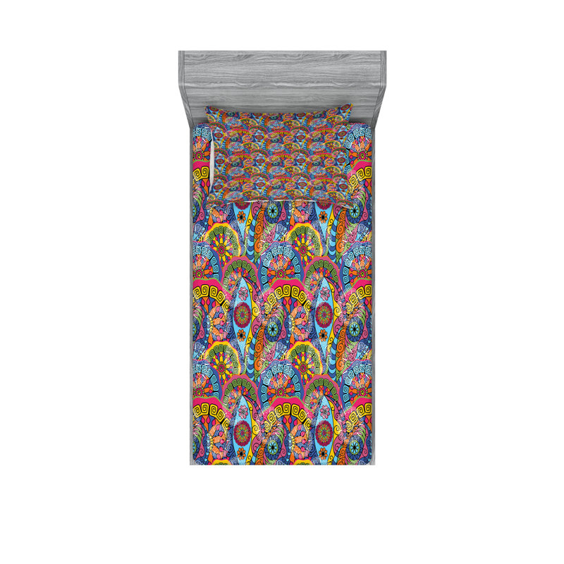 Multicolore drap-housse et coussin décoratif Ambesonne, Twin Sheet Set + 3 Additional Pieces