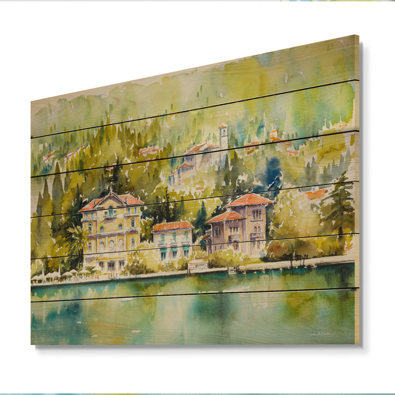 Beautiful Summer Lake House - Peinture sur bois sans cadre, H 8 po x l 12 po x P 1 po