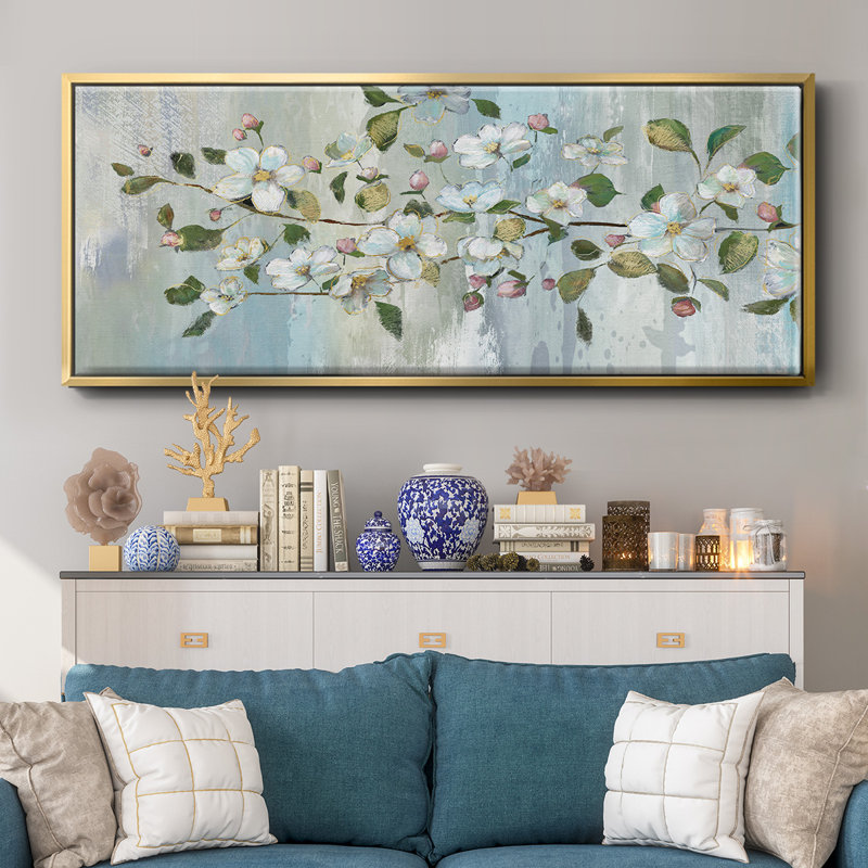 Painterly Blossoms - toile encadrée, H 20 po x l 50 po