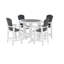Table de bar d'extérieur pour terrasse - plateau et chaises pour 4 de 5 gracieux style blanc-gris avec de grands sièges