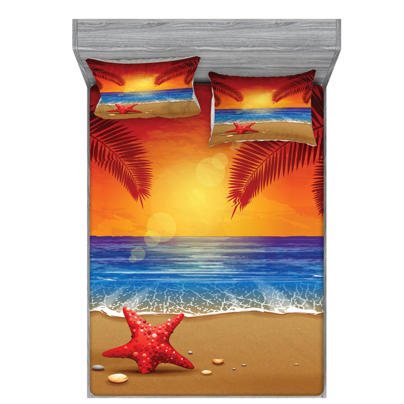 Tropical Microfiber Sheet Set, Queen Sheet Set with Fitted Sheet