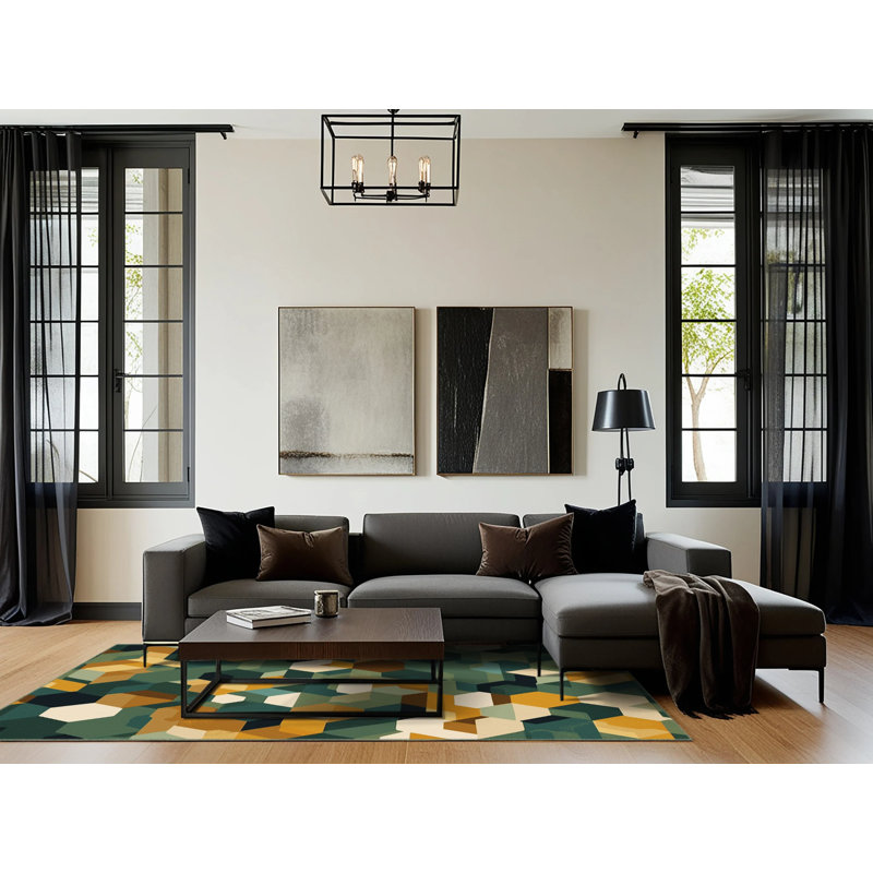 Earth Motif Matrix Rug, Round 3'