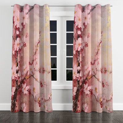 Rideau Belpasso Cherry Blossoms - rose foncé foncé avec œillets - 1 panneau