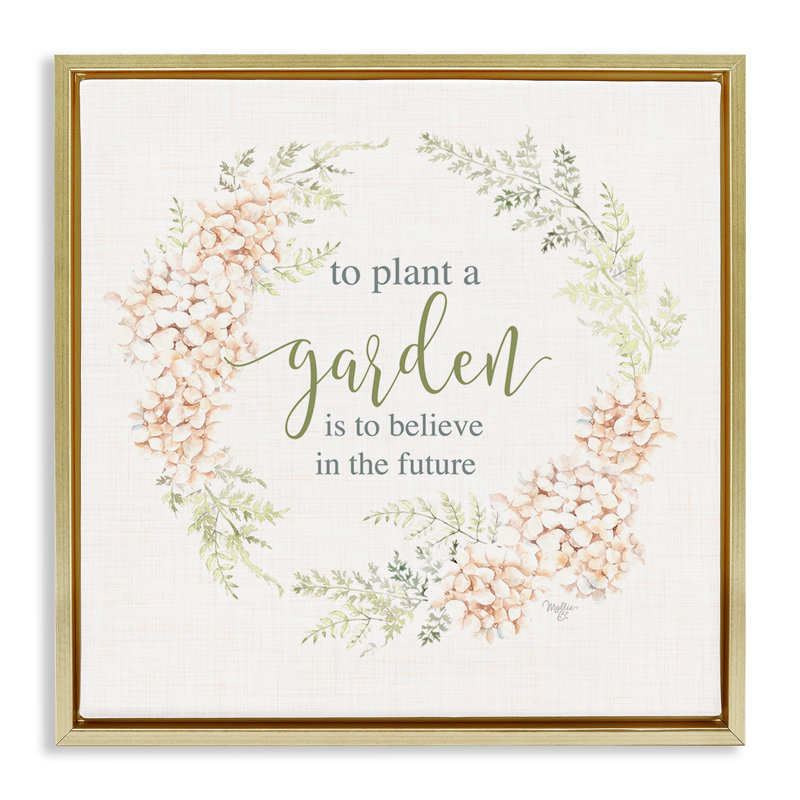 "Inspiring Plant A Garden", art mural sur toile flottante par Mollie B., Cadre flottant métallique doré, H 18 po x l 18 po