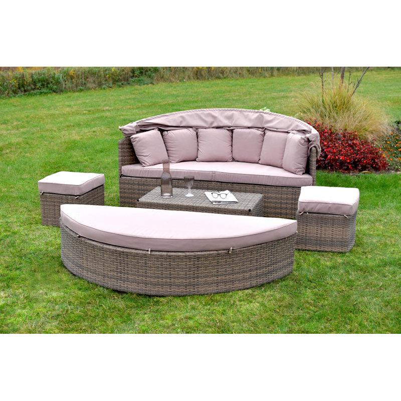 Kollett 183cm Wide Metal Patio Daybed with Cushions