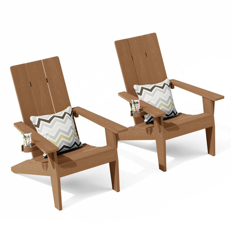 Chaise Adirondack en plastique pour l'extérieur (ensemble de deux), Brun