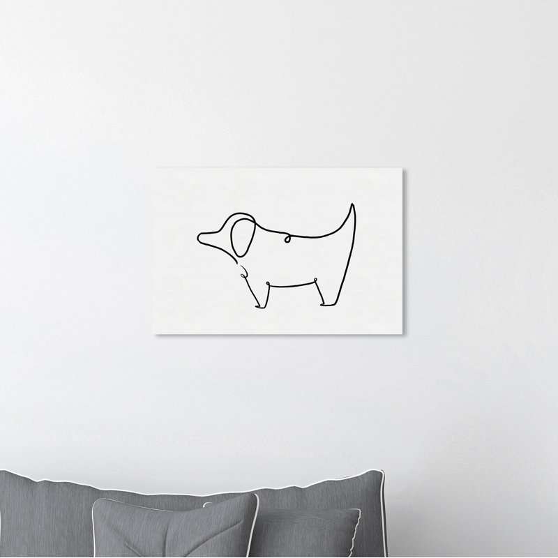 Simple contour de chiot-reproduction d’art, H 10 po x l 15 po x P 1,5 po, Toile tendue