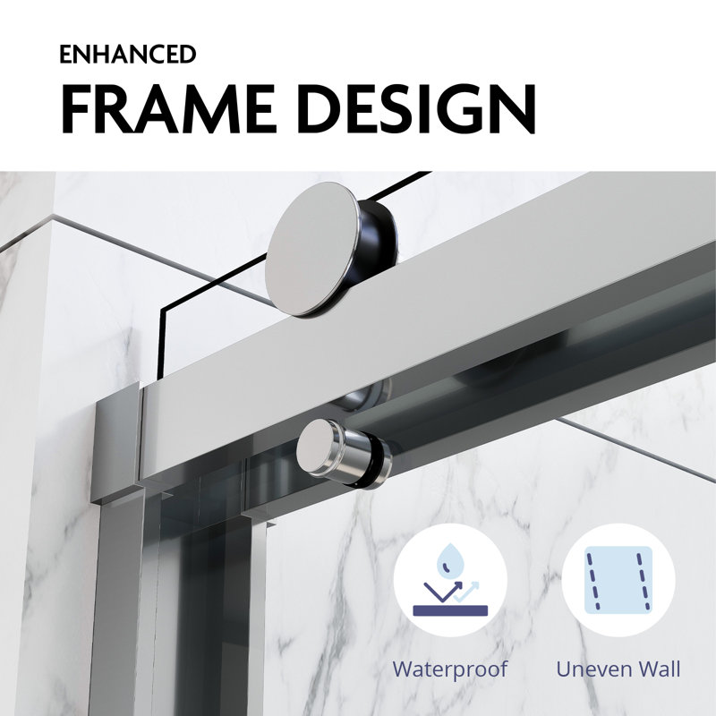 50" - 54" W x 76"H Double Sliding Frameless  Glass Shower Doors | 5/16" Clear Tempered Glass | Leak-Proof Precision | Durable Stainless Steel Hardware | Perfect Adjustment Uneven Walls