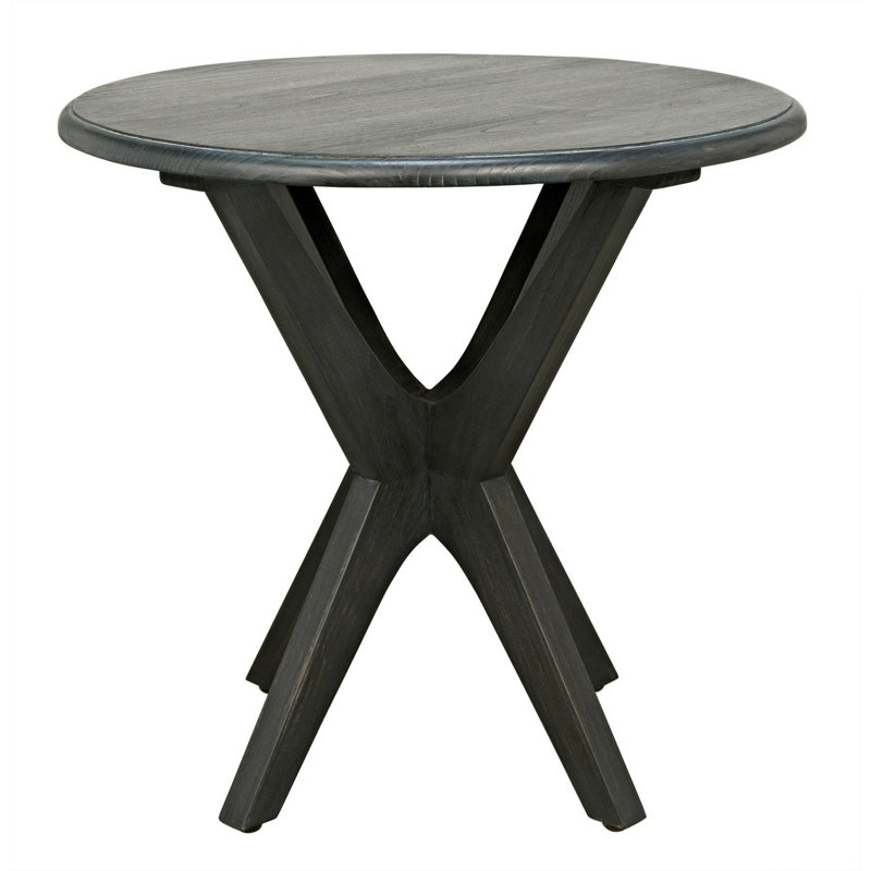 Charcoal Black Round Wood End Table