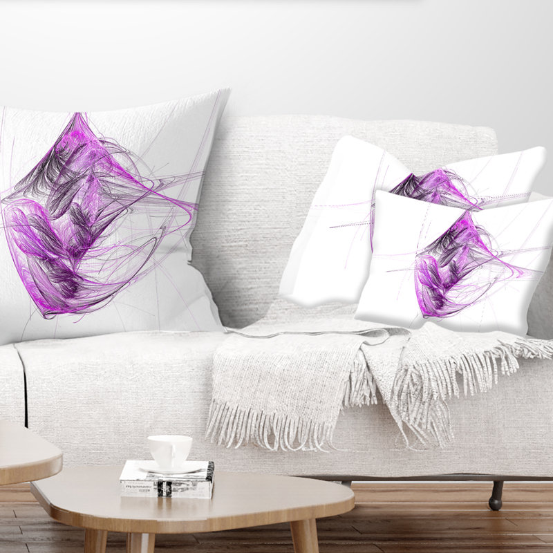 Mauve sur fond blanc fractal - coussin imprimé abstrait