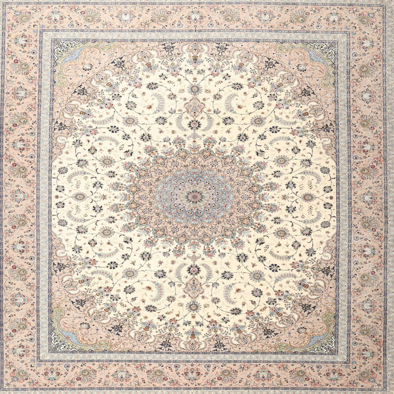 Tapis beige / gris en laine Jaylene, Rectangle 7 pi x 10 pi