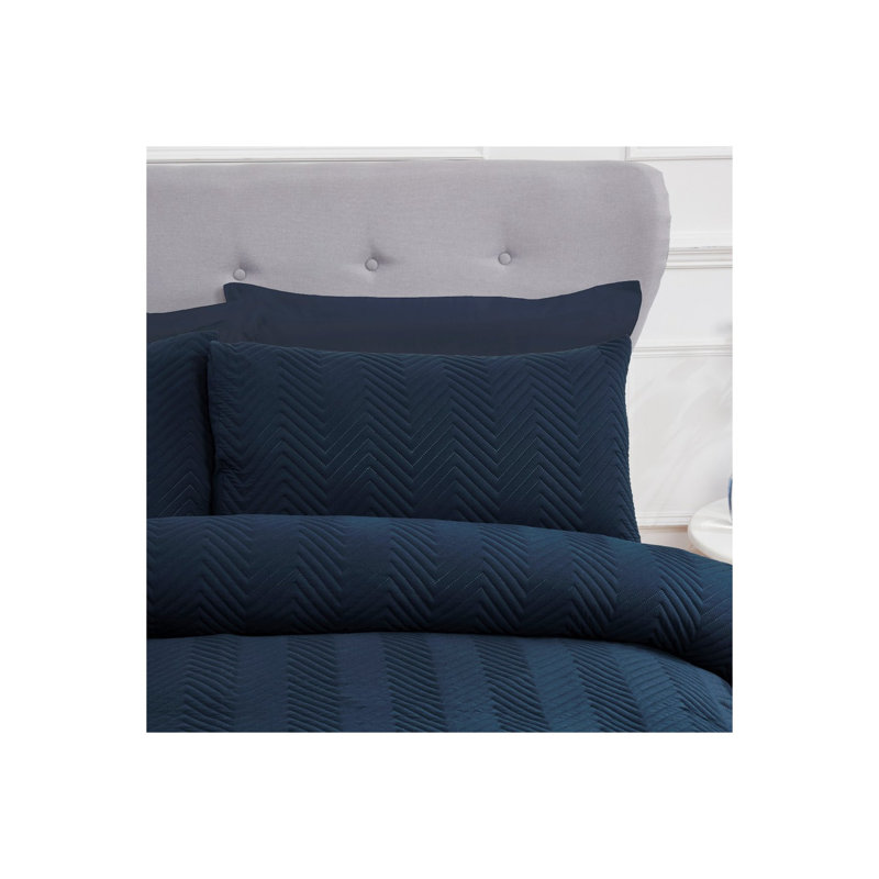 Bogusz Polyester Solid Colour Duvet Cover Set with Pillowcases Included, Single - 1 Standard Pillowcase, Navy