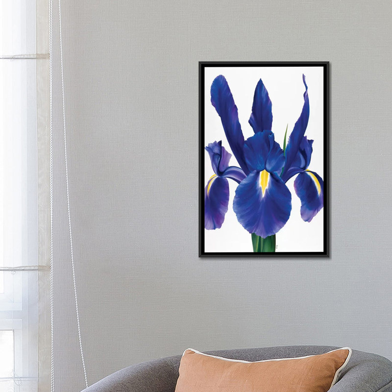 « purple floral i », impression sur toile, H 26 po x l 18 po x P 1,5 po, Toile avec cadre noir, Pas de tapis