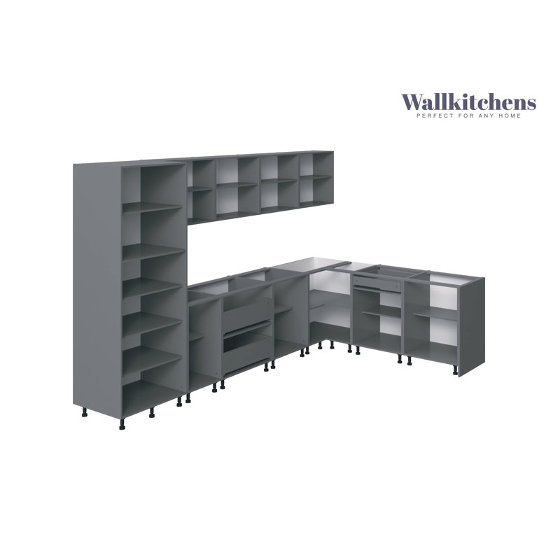 Prestige Black and White Gloss MDF Kitchen Cabinet Set, 11ft Wide
