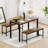 Rustic Industrial Dining Table Set With 2 Benches, Kitchen Breakfast Bar Table For Dining Room, Living Room, Party Space, Brown & Black, 43.3″l X 23.6″w X 29.9″h