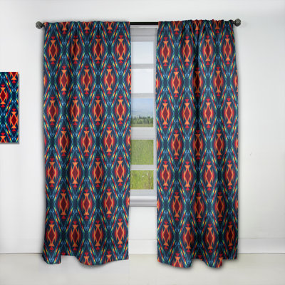 Tribal Abstract Pattern - Geometric Bohemian & Eclectic Blackout Curtain Single Panel