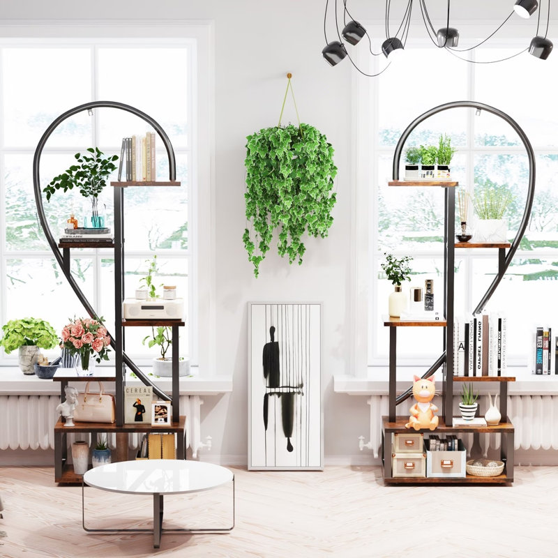 Support de plante en forme de cœur, support de fleurs multicouches, étagère de jardin à 6 niveaux avec crochets pour la maison