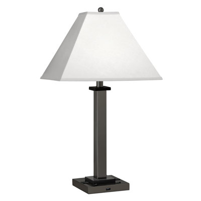 Lampe de table de 28 po de style carré à finition bronze avec USB et prise