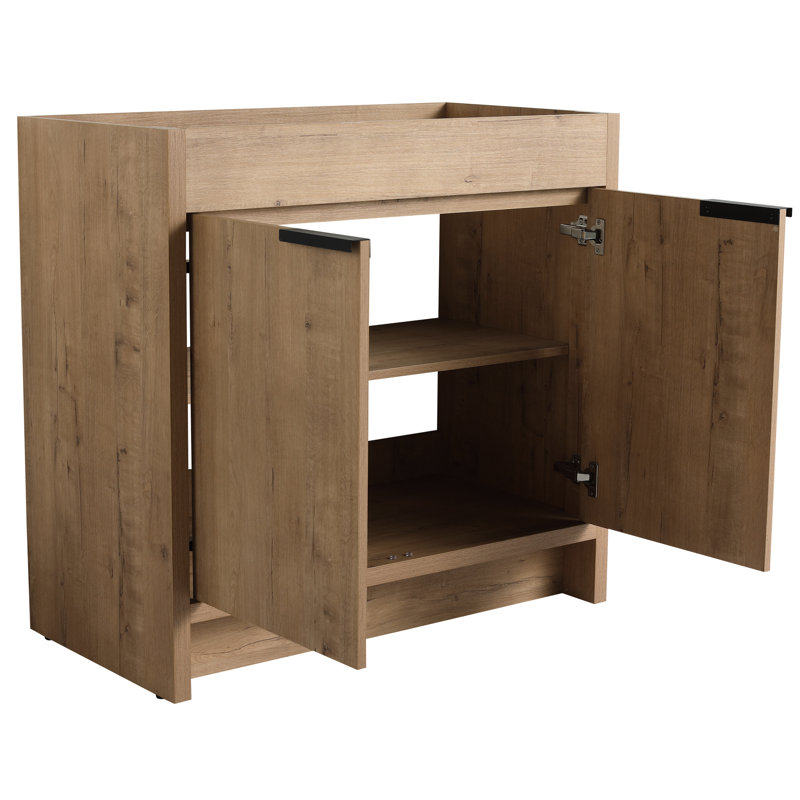 Armoire de salle de bain imitable en chêne avec rangement réglable 36 po - Finition des tablettes autoportantes Bvb02436imo