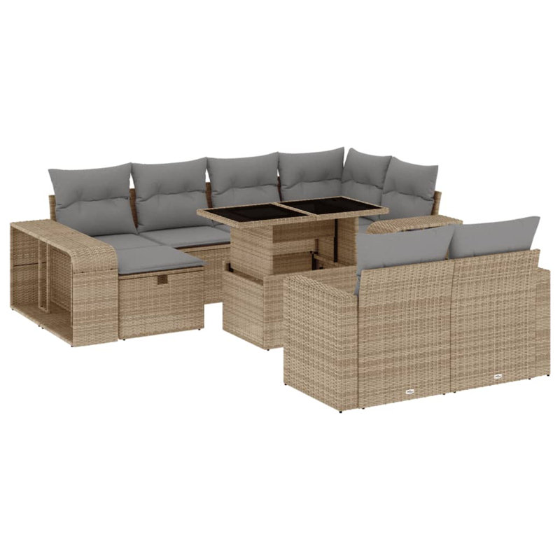  Garden Sofa Set Beige, Light Grey