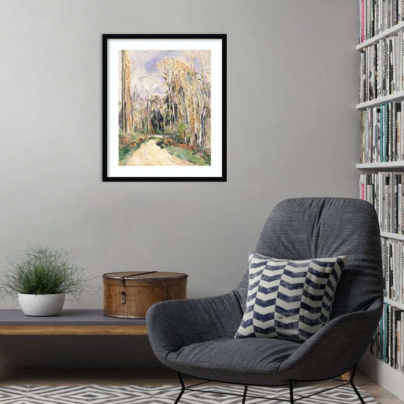 «Path at the Entrance of the Forest» par Paul Cezanne, impression d'art mural en bois, Noir, H 25 po x l 21 po