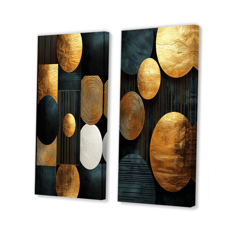 Formes géométriques V - Art mural abstrait 2 pièces, H 28 po x l 25 po, Wrapped Canvas, Ne s'applique pas